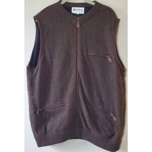 HARLEY of SCOTLAND Size L Mens Full Zip Lined Wool Vest Made in Scotland Brown